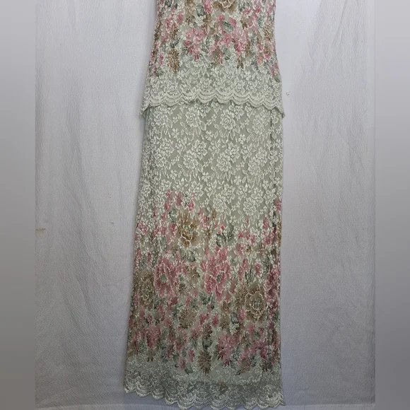 Vintage Easter Full Lace Detailed Elegant Floral Wedding Scalloped  Dress Small - Picture 6 of 12